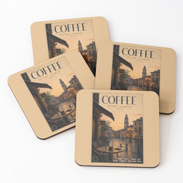 Item preview, Coffee Before Sunrise Vintage European Cafe Aesthetic Poster designed and sold by KaBaRen.