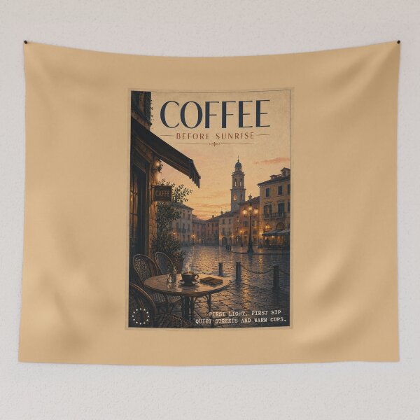 Item preview, Coffee Before Sunrise Vintage European Cafe Aesthetic Poster designed and sold by KaBaRen.