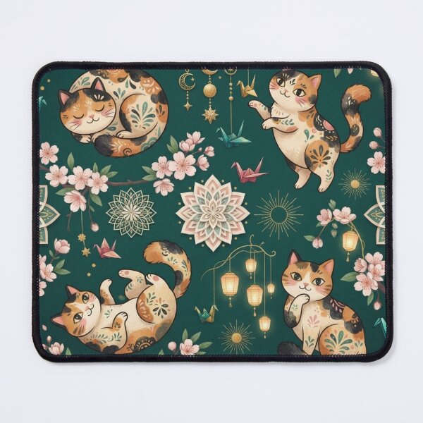 Item preview, Whimsical Sakura Cats Seamless Pattern designed and sold by Iampoji.