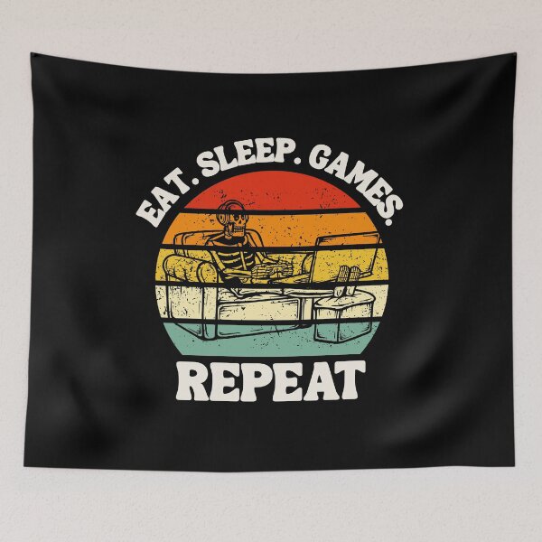 Item preview, Eat. Sleep. Games. Repeat Skeleton Design designed and sold by OldSkullDesigns.