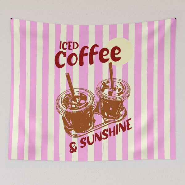 Item preview, Pink Preppy Stripes Iced Coffee and Sunshine designed and sold by MaiZephyr.