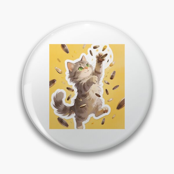 Item preview, Gray Cat Catching Sunflower Seeds designed and sold by OksArtStudio.