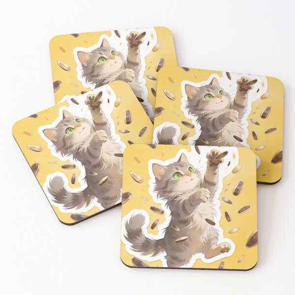 Item preview, Gray Cat Catching Sunflower Seeds designed and sold by OksArtStudio.