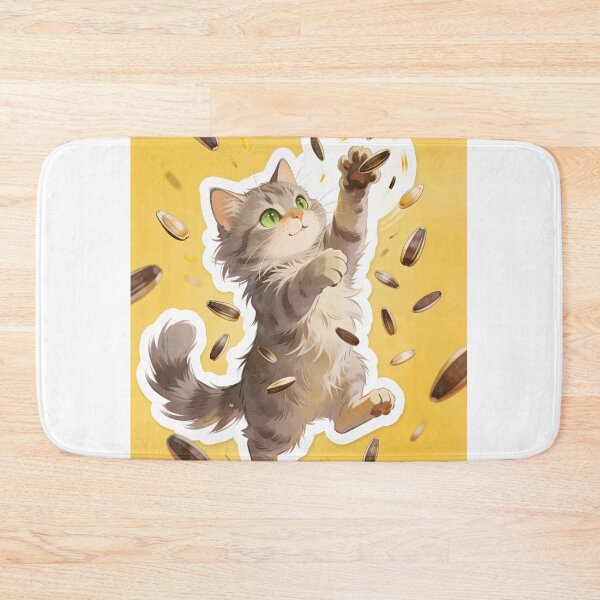 Item preview, Gray Cat Catching Sunflower Seeds designed and sold by OksArtStudio.