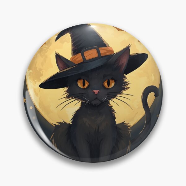 Item preview, Cute Black Cat Witch Hat Halloween Art designed and sold by AEVORI.