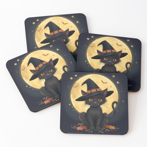 Item preview, Cute Black Cat Witch Hat Halloween Art designed and sold by AEVORI.
