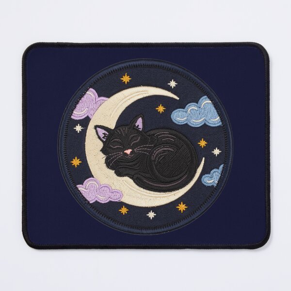 Item preview, Sleeping Black Cat on Crescent Moon | Embroidered Celestial Patch | Witchy Cottagecore designed and sold by PatsiRose.