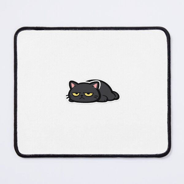 Item preview, Tired Black Cat Lying Down with Yellow Eyes - Kawaii Blasé Cat Sticker designed and sold by SociallyDeadClub.