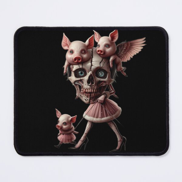 Item preview, Gothic Skull Doll Walking Cute Flying Pigs Art designed and sold by LujziWorld.