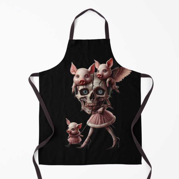 Item preview, Gothic Skull Doll Walking Cute Flying Pigs Art designed and sold by LujziWorld.