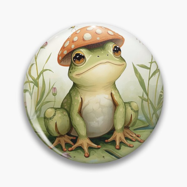 Item preview,  Cute Cottagecore Frog Mushroom Hat Art designed and sold by AEVORI.