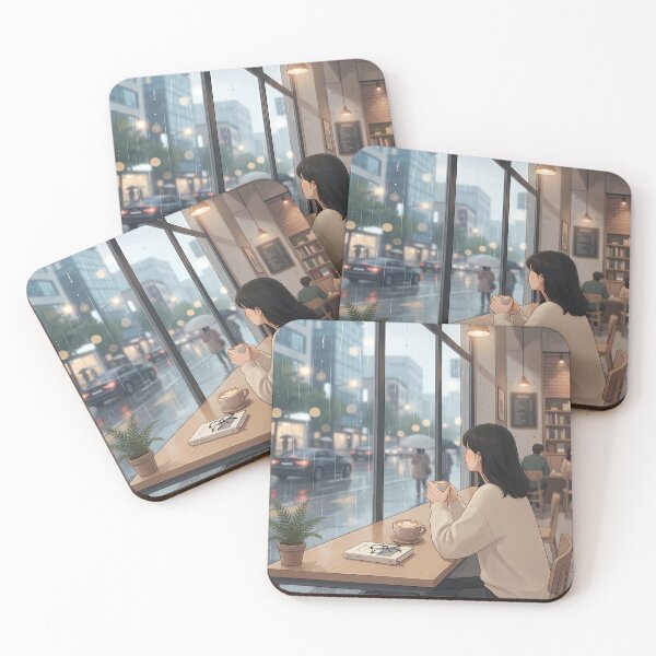 Item preview, Rainy Day in Seoul: Cozy Cafe Window Moment designed and sold by SOOstudio73.