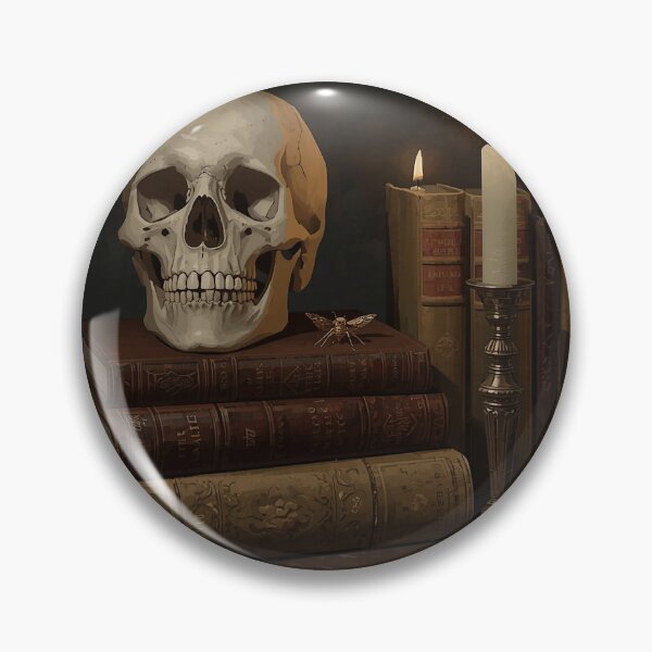 Item preview, Dark Academia Skull Books Candle Vintage Art designed and sold by AEVORI.