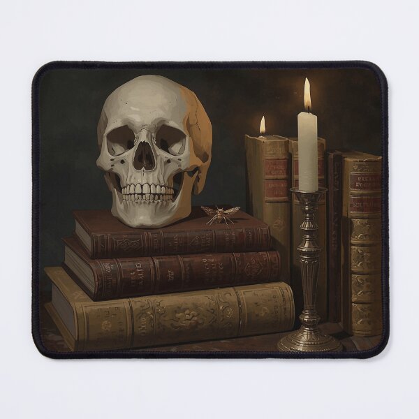 Item preview, Dark Academia Skull Books Candle Vintage Art designed and sold by AEVORI.