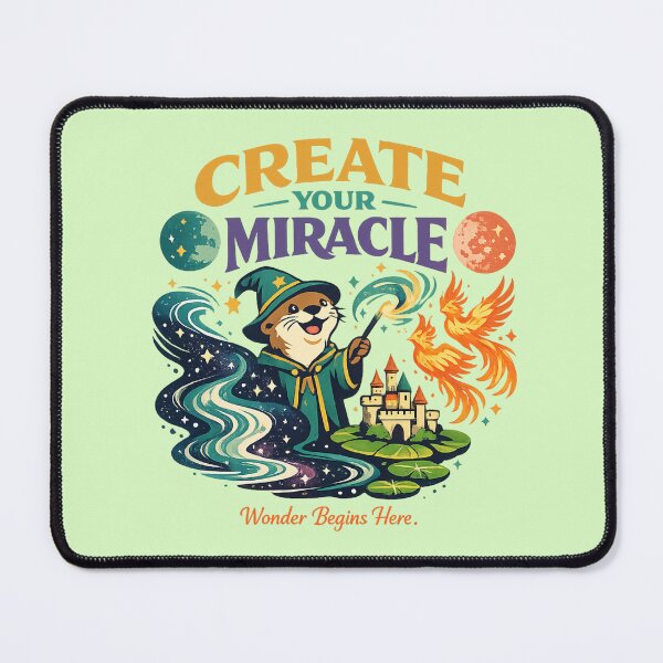 Item preview, Create Your Miracle – Whimsical Otter Wizard Fantasy Art designed and sold by Dogandesighn.