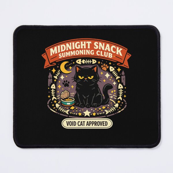 Item preview, Midnight Snack Summoning Club Void Cat Retro Black Cat Shirt designed and sold by Concrete Coffee Studio.