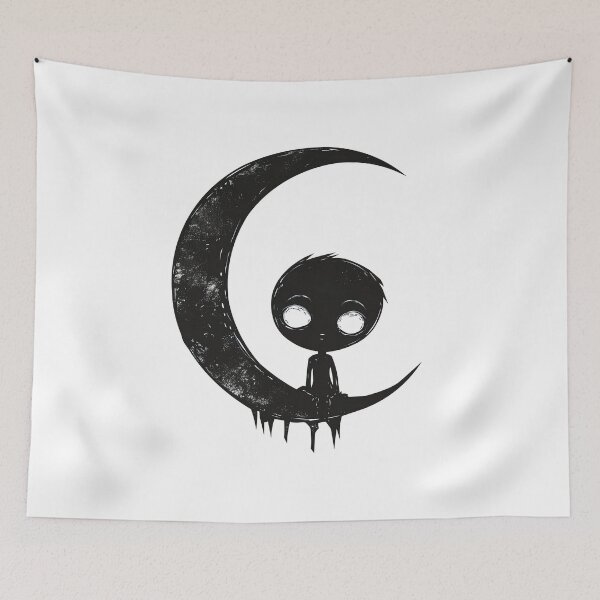 Item preview, Moon Child Gothic Silhouette Melancholy Dark Art Illustration designed and sold by DeadPixlDesigns.