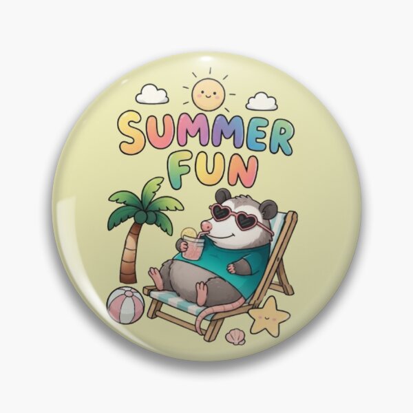 Item preview, Summer Fun – Whimsical Opossum Beach Art designed and sold by Dogandesighn.