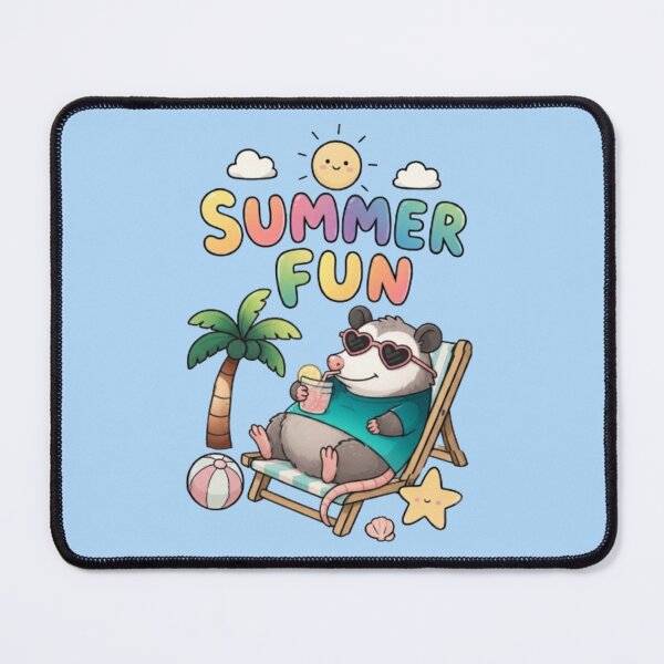 Item preview, Summer Fun – Whimsical Opossum Beach Art designed and sold by Dogandesighn.