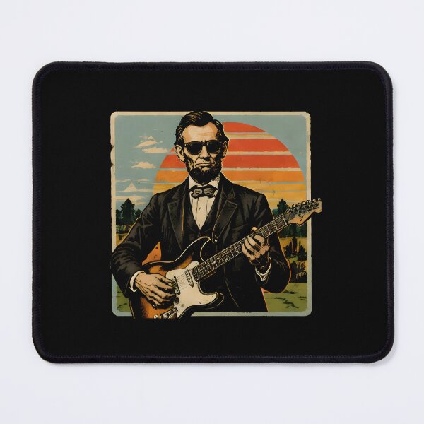 Item preview, Cool Abraham Lincoln Playing Electric Guitar Vintage Retro Rock Music T-Shirt Design designed and sold by PixelForge11.