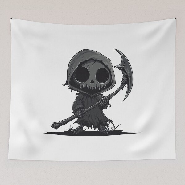 Item preview, Little Reaper Chibi Grim Reaper Cute Horror Scythe Illustration designed and sold by DeadPixlDesigns.