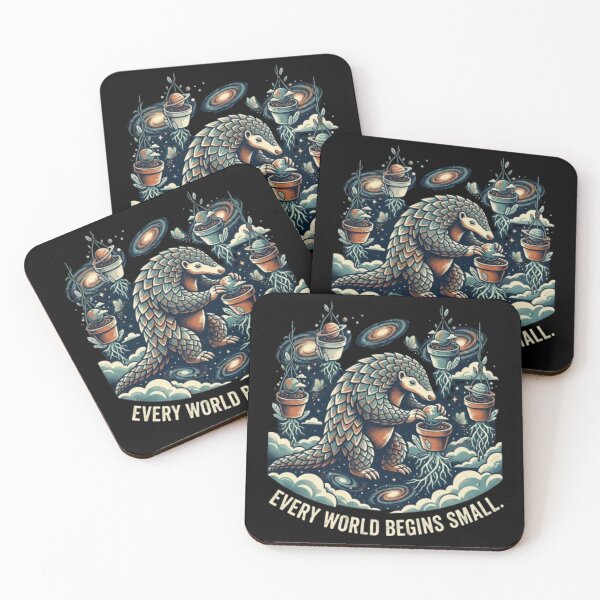 Item preview, Every World Begins Small – Cosmic Pangolin Fantasy Art designed and sold by Dogandesighn.
