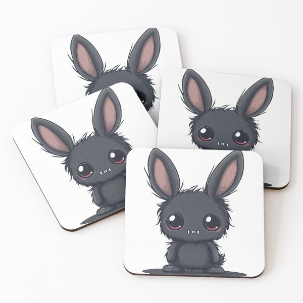 Item preview, Creepy Cute Black Bunny Fangs Gothic Kawaii Illustration designed and sold by DeadPixlDesigns.