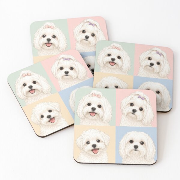 Item preview, Maltese Portrait Grid | Cute Dog Illustration designed and sold by pixiedustpaint.