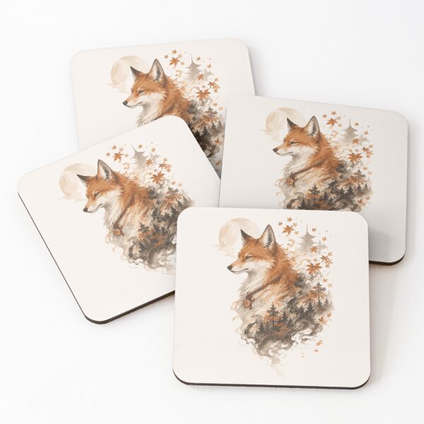 Item preview, Kitsune Ember Autumn Fox Spirit Ink Wash designed and sold by AbderraimArt.