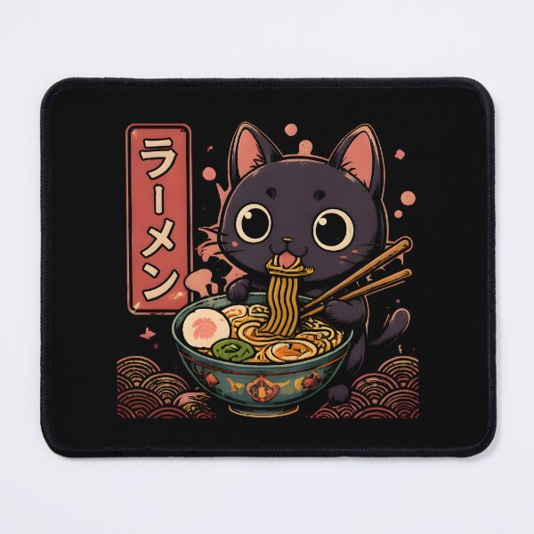 Item preview, Cute Black Cat Eating Ramen Japanese Kawaii Anime Noodles Graphic T-Shirt designed and sold by PixelForge11.