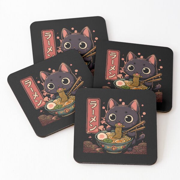 Item preview, Cute Black Cat Eating Ramen Japanese Kawaii Anime Noodles Graphic T-Shirt designed and sold by PixelForge11.