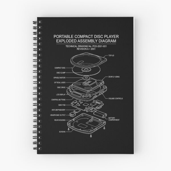 Item preview, Portable CD Player Exploded View Blueprint – Vintage Audio Engineering Patent Style designed and sold by DraftGear.