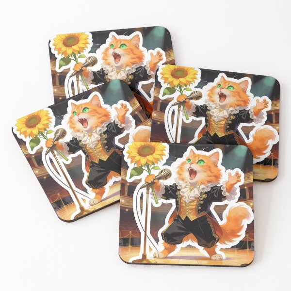 Item preview, Ginger Cat with Green Eyes Singing on an Opera Stage designed and sold by OksArtStudio.