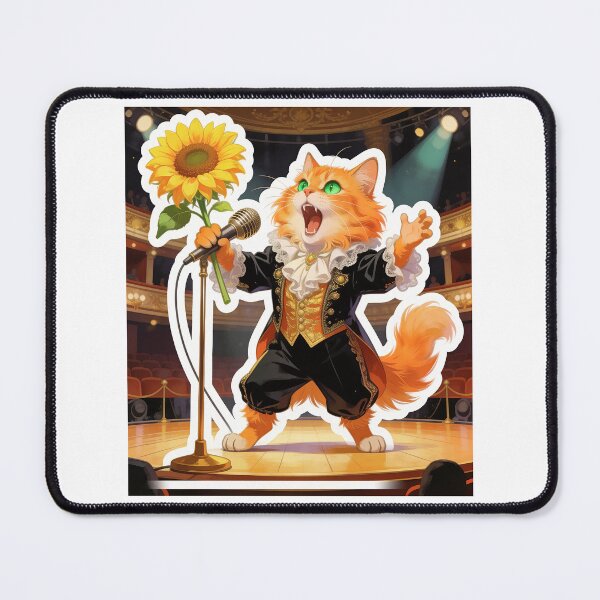 Item preview, Ginger Cat with Green Eyes Singing on an Opera Stage designed and sold by OksArtStudio.
