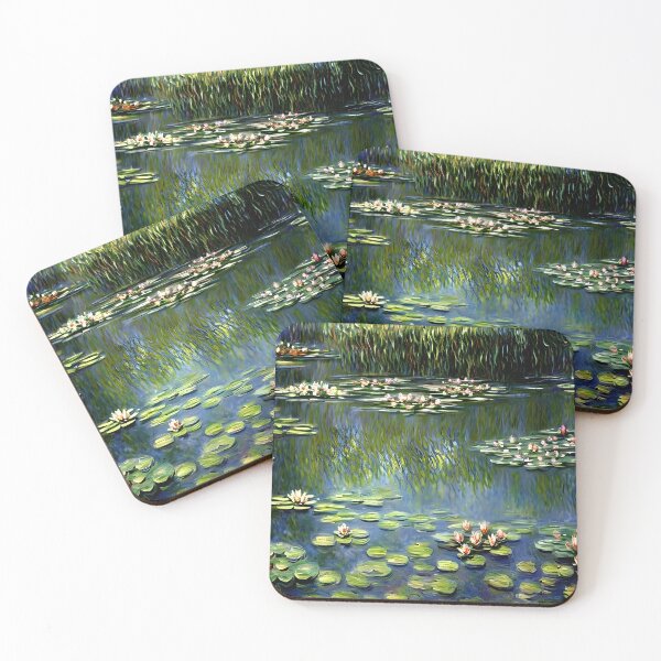 Item preview, Pool with Waterlilies: Impression of Tranquil Waters, Floating Blossoms designed and sold by artdesignsnow.