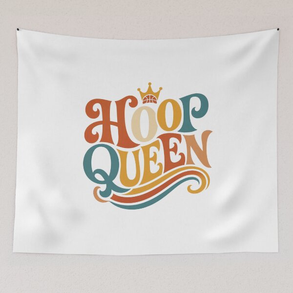 Item preview, Hoop Queen Retro 70s Wavy Typography Basketball Crown Design designed and sold by Bhinfy.