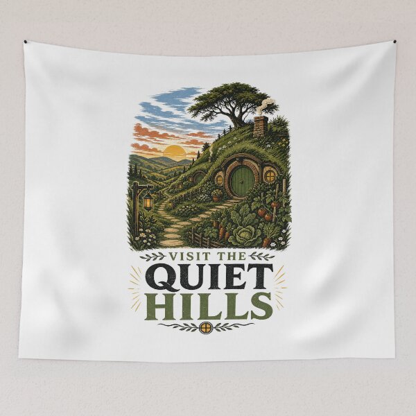 Item preview, Visit The Quiet Hills Cozy Fantasy Halfling Home Sunset designed and sold by Fenay Designs.
