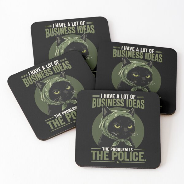 Item preview, I Have a Lot of Business Ideas, The Problem Is the Police – Funny Black Cat T-Shirt designed and sold by Huddy-clothes.