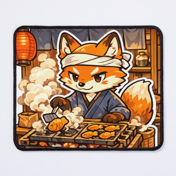 Item preview, Cute Fox Taiyaki Shop Sticker – Japanese Street Food Nostalgia Kawaii Anime Vinyl Sticker designed and sold by kawaii animal store (in Japan).