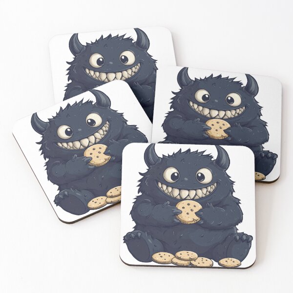 Item preview, Creepy Cute Blue Monster with Horns Kawaii Illustration designed and sold by DeadPixlDesigns.