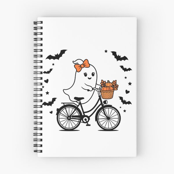 Item preview, Cute Halloween Ghost Girl Riding Bicycle with Pumpkins Kawaii  designed and sold by fawzimorsy.