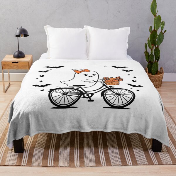 Item preview, Cute Halloween Ghost Girl Riding Bicycle with Pumpkins Kawaii designed and sold by fawzimorsy.