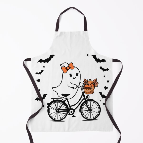 Item preview, Cute Halloween Ghost Girl Riding Bicycle with Pumpkins Kawaii designed and sold by fawzimorsy.