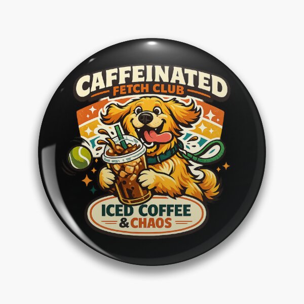 Item preview, Caffeinated Fetch Club Golden Retriever Iced Coffee Dog Shirt designed and sold by Concrete Coffee Studio.