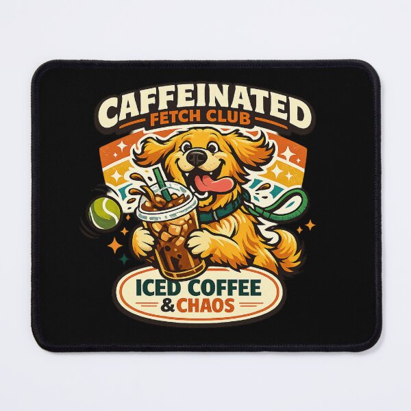 Item preview, Caffeinated Fetch Club Golden Retriever Iced Coffee Dog Shirt designed and sold by Concrete Coffee Studio.