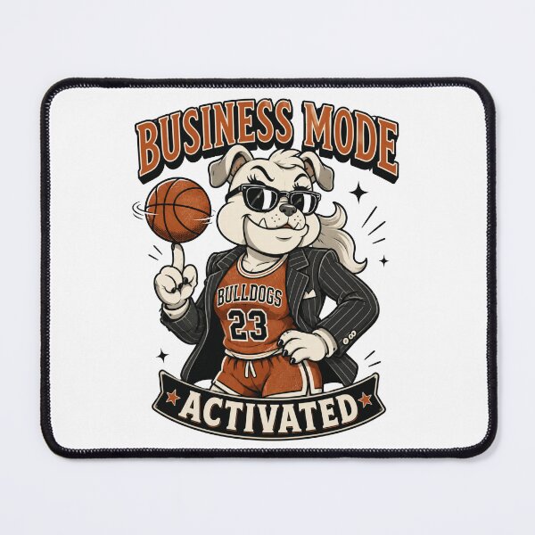 Item preview, Business Mode Activated Cute Bulldog Basketball Vintage Mascot designed and sold by Bhinfy.