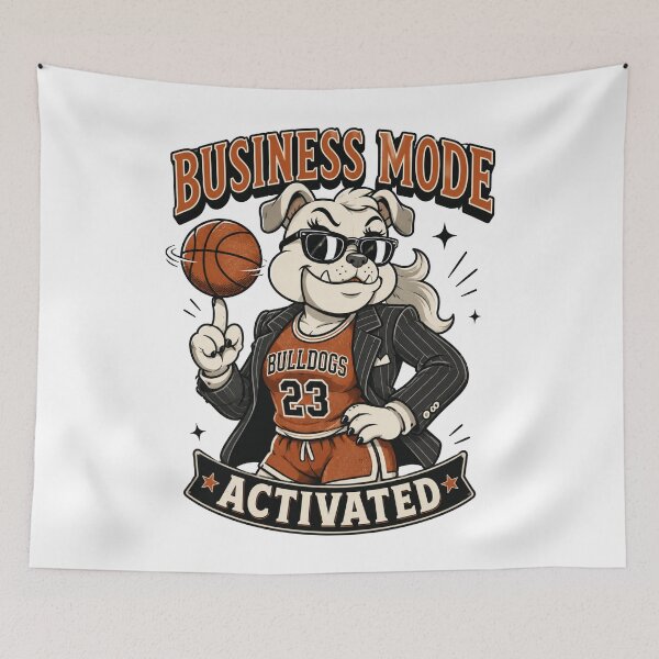 Item preview, Business Mode Activated Cute Bulldog Basketball Vintage Mascot designed and sold by Bhinfy.
