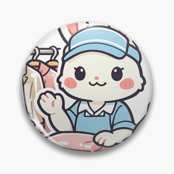 Item preview, Kawaii Rabbit at a Retro Japanese Dry Cleaner Sticker | Showa Laundry Shop Anime Art designed and sold by kawaii animal store (in Japan).