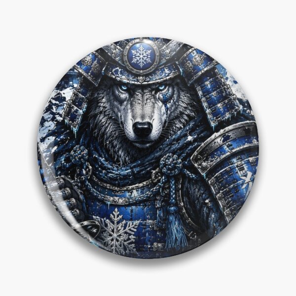 Artikelvorschau, Kunst des Frostwolf-Samurai-Kriegers entworfen und verkauft von Rogue Heart Collective™.