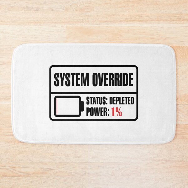 Item preview, Funny System Override Technical Warning Tag - Low Battery 1% Sticker and Hoodie designed and sold by MadCatDesign77.